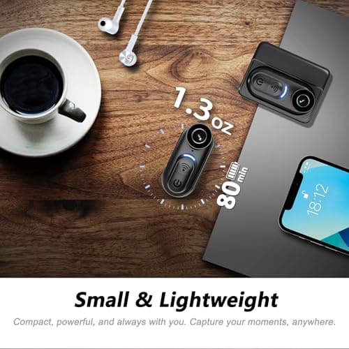 SixBondsCam 4K Mini Body Camera 128GB – Thumb Size Wearable Action Cam, Hands-Free POV Recording, Portable Body Worn Camera for Travel, Cycling, Sports, Pets, Outdoor Adventures - Thumbnail 2