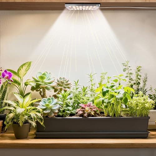 Under Shelf Grow Light, USB Powered Adhesive Stick On LED Under Cabinet Puck Light with Timer, Full Spectrum High PPFD Small Plant Light for Shelves, Indoor Plants, Terrarium, Display Case (3500K) - Image 1
