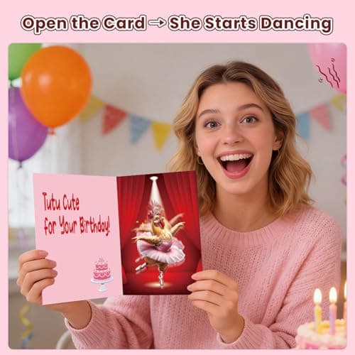 mountova Chicken Birthday Card with Music & Motion, Musical Birthday Cards for Girl, Sister, Granddaughter, Daughter, Mom, Cute Pop Up Birthday Card, 5.9"x7.9" - Thumbnail 3