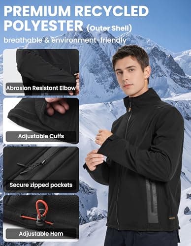 DURAWERK Softshell Jacket Mens Fleece Jacket Water Resistant Jackets Work Jackets for Men Tactical Jacket Windbreaker - Thumbnail 2