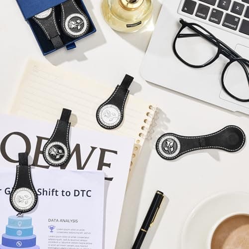 2Pcs Magnetic Leather Bookmarks with Gift Box Magnetic Pen Holder Book Marks Clip Gift for Book Lover Readers Cute Bookmark for Women, Black - Thumbnail 6