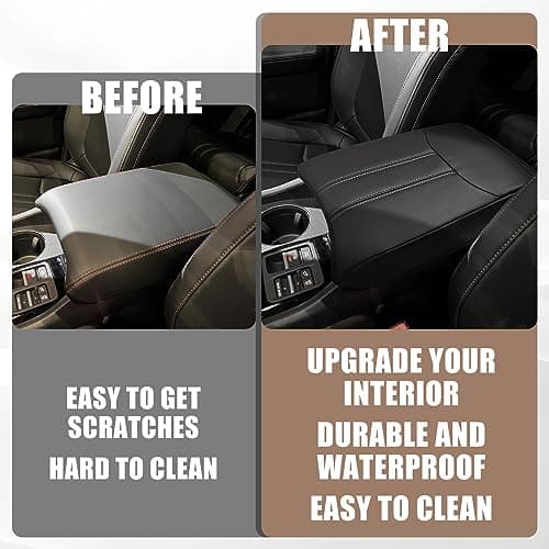 Muslogy Center Console Armrest Cover Fit for Honda Pilot 2023-2026, 2024-2026 Ridgeline/Passport Accessories, Comfort Armrest Pad Console Lid Cushion Vegan Leather Regular Thick(Black/White Trim) - Thumbnail 3