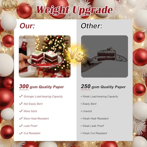 TOTOMA Christmas Party Decorations Paper Plates & Napkins 25 Guest, Disposable Plates Set, Holiday Paper Plates, Napkins, Cups with Golden Print, Santa Driving Pattern, Straws, Banner for Christmas - Thumbnail 3