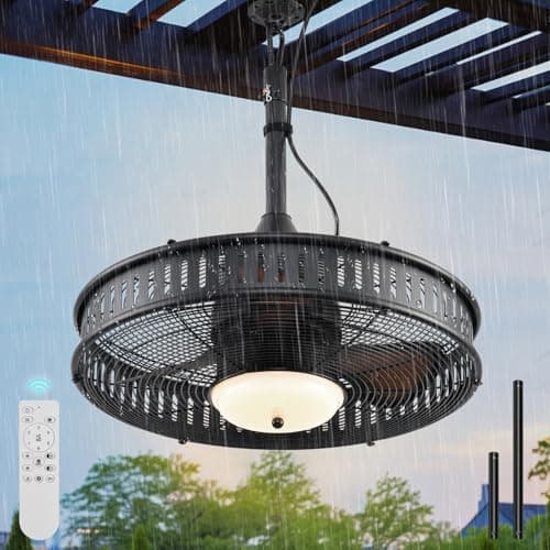 AHAWILL 20" Gazebo Fan,IP55 Waterproof Outdoor Ceiling Fans with Lights,3CCT,6 Speed,Plug in Ceiling Fan with Cord Hook,Portable Fan for Gazebos,Porch, Pergola,Canopy Black - Image 1