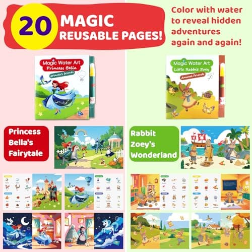 Mess Free Coloring Books for Toddlers, Reusable Water Toys for 3 4 5 6 Year Old Girl Boy, Road Trip Paint Activities, Travel Drawing Toys for Toddlers 3-5, Arts Crafts for Kids Ages 3-5 Birthday Gift - Thumbnail 3