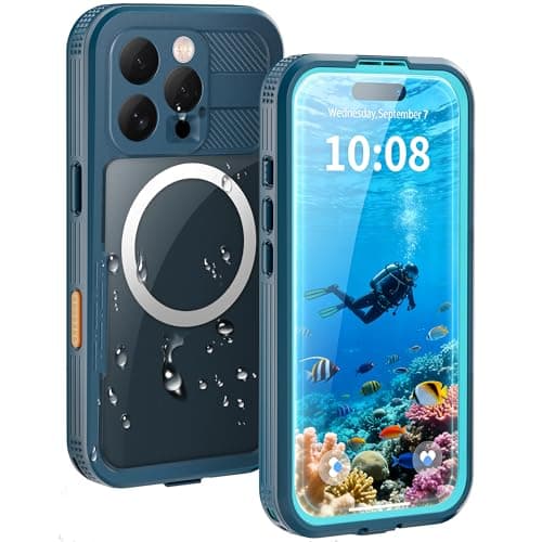 HECLETSO for iPhone 16 Pro Max Case - Compatible with MagSafe - IP68 Waterproof & Dustproof, 10FT Military-Grade Drop Proof - Built-in Screen Protector & Full-Body Rugged Cover, 6.9 Inch - Blue - Image 1