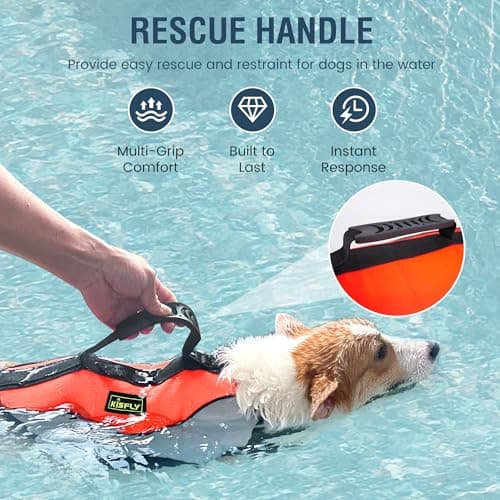 Dog Life Vest for Swimming and Boating - Adjustable Reflective Flotation Jacket, High Buoyancy Life Jacket for Dogs with Rescue Handle, Small Dog Safety Gear for Pool, Beach(S, Orange) - Thumbnail 3