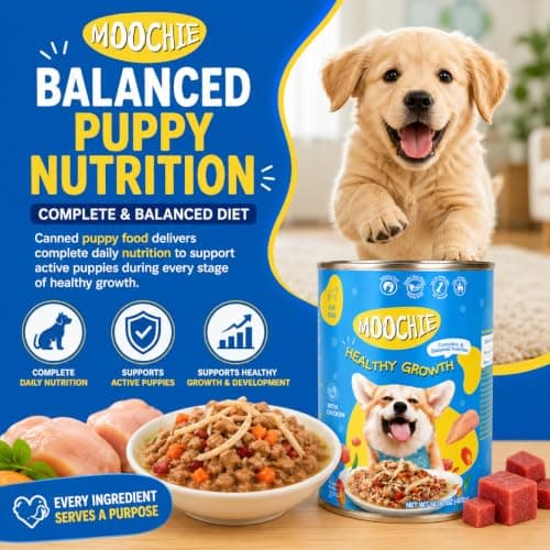 MOOCHIE Healthy Growth Wet Puppy Food - Chicken & Beef Liver - Grain Free - No Artificial Flavors or Preservatives - 4 × 14.10 oz cans - Thumbnail 4