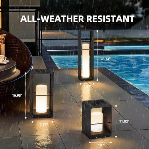Linkmoon Solar Lanterns Outdoor Waterproof, Patio Lights with 3000K LED, Outdoor Lights Solar Powered with Remote Control, Floor Lamp for Garden, Yard, Deck, Backyard, Porch and Landscape Lighting - Thumbnail 6