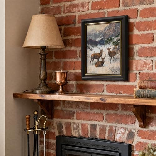 DAJONART Gold Framed Canvas Winter Deer Wall Art,Snowy Mountain Landscape with Stags Deer Prints Oil Painting, Vintage Christmas Canvas Wall Decor,Rustic Holiday Decor & Gift for Nature Lovers,8x10 - Thumbnail 5