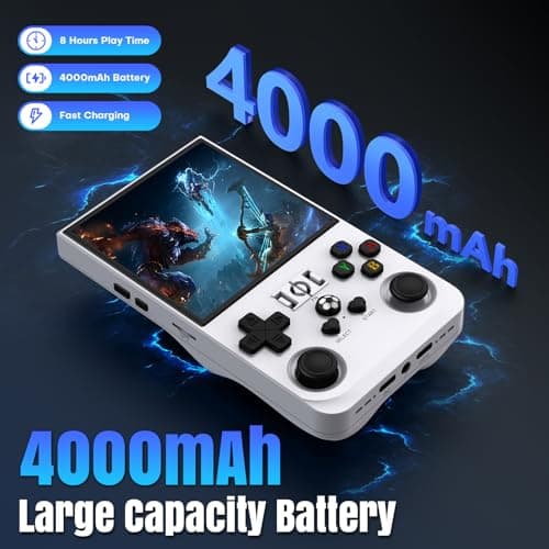 R36MAX Retro Handheld Game Console, 64GB Retro Gaming Console with 4.0 Inch Screen, Portable Video Game Consoles with 4000mAh Battery and Multiple Emulators, Open Linux System (Ivory) - Thumbnail 3