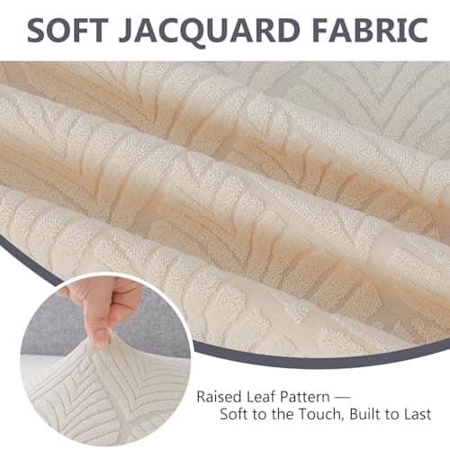 Genina 100% Waterproof Couch Cushion Covers for Pets - L Shape Chaise Lounge Cover Stretch Seat Chaise Couch Cover Jacquard Non Slip Sectional Couch Covers Sofa Slipcovers Washable (1 Piece, Ivory) - Thumbnail 4
