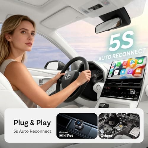 OTTOCAST Mini 3.0 (Pot) 2025 Wireless CarPlay & Android Auto 2-in-1 Adapter, Plug & Play, 5GHz WiFi, Auto Connect for iPhone & Android, Fits 98%+ OEM Wired CarPlay Cars - Thumbnail 6