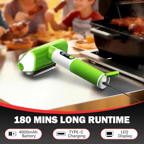 VYTOOV Electric Grill Brush, 2-Speed BBQ Grill Brush with LED Light/Screen Powerful Cleaning 800RPM/4000mAh/2 Brush Heads No Bristle Shedding Rechargeable Lightweight Grill Cleaner for Outdoor/Camping - Thumbnail 5