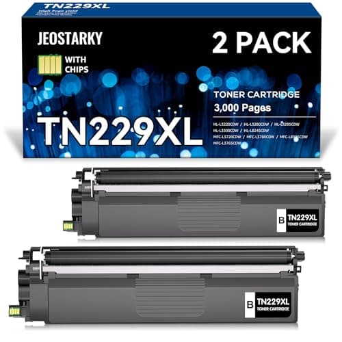 Jeostarky TN229XL Black Toner Replacement for Brother TN229 TN229XL Toner Cartridge Compatible with Brother MFC-L3780CDW MFC-L3720CDW HL-L3280CDW HL-L3220CDW HL-L3300CDW HL-L3295CDW (2 Pack) - Image 1