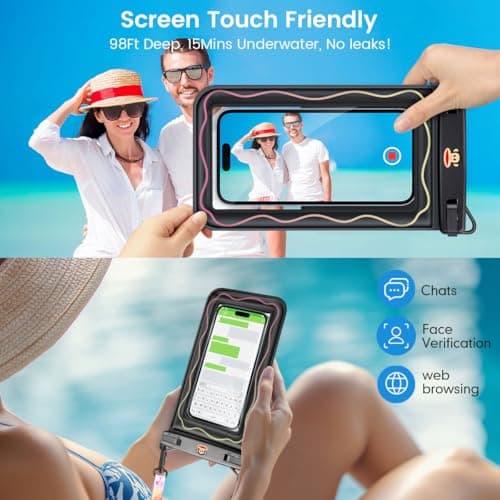 Paul Frank Floating Waterproof Phone Pouch - 2 Pack, [Up to 8.5''] Double Space IPX8 Waterproof Phone Case with Lanyard for iPhone 17 16 15 Pro Max, Cellphone Dry Bag for Beach Vacation Essentials - Thumbnail 3