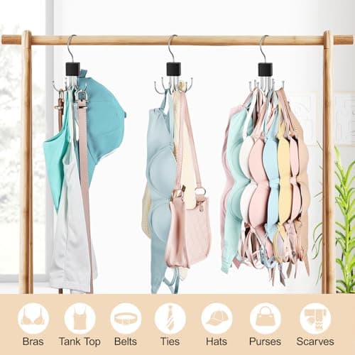 2 Pack Tank Top Hanger, Bra Hangers for Closet Organizer Max 36 Storage Capacity, Space Saving 360°Rotatable Metal Bra Organizer, Closet Organizers and Storage for Tank Top, Bras, Scarf, Purse etc. - Thumbnail 6