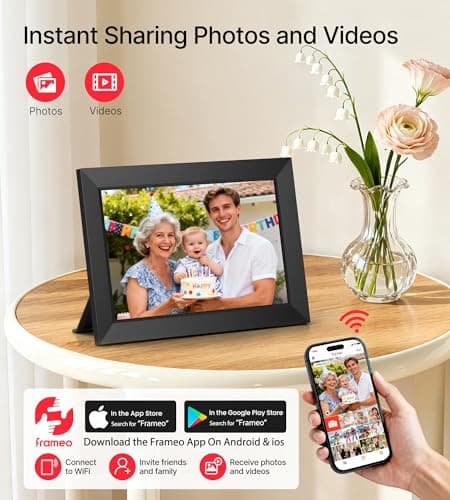 BIGASUO Digital Picture Frame, 10.1" Frameo Digital Frame WiFi with 32GB Memory, 1280x800 IPS Touch Screen, Send Photos/Videos from Your Phone Anywhere, Photo Gifts for Parents and Grandparents - Thumbnail 2