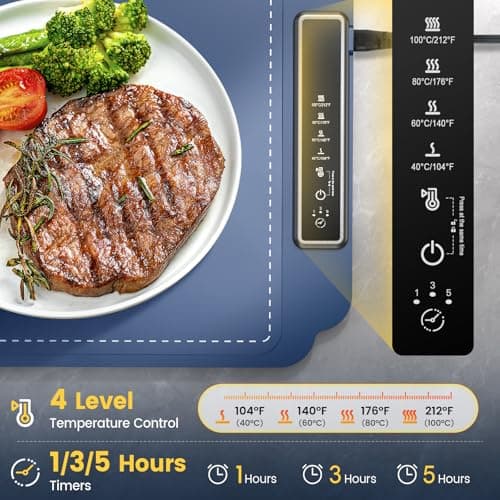 Kourice Warming Mat for Food, Food Warmer with 4 Level Adjustable Temperature, Full Surface Heating, Rollable & Portable Food Warming Mat，Electric Warming Tray for Buffets Party and Home Daily Use - Thumbnail 2