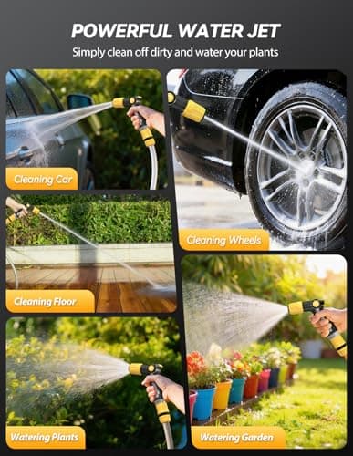VOXON Garden Hose Nozzle Heavy Duty Metal - High Pressure Water Hose Nozzle Sprayer with Thumb Flow Control, Adjustable Spray Patterns for Outdoor Plants/Lawn Watering, Car Washing, and Pet Showering - Thumbnail 6