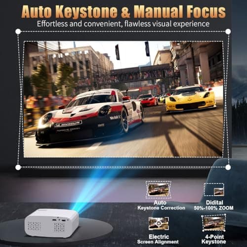 XENPONAD Mini Projector, Portable Smart Projector with Android 13 WiFi Bluetooth 5.2, 1080P 4K Decode Outdoor Movie Projector Auto Keystone Dolby Audio, 150" Home Cinema for Bedroom Camping TV Stick - Thumbnail 5