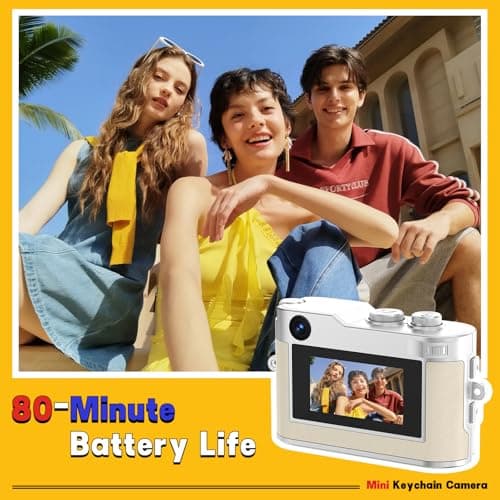Mini Keychain Camera, 1080P & 2MP Retro Aesthetic, 32GB Memory, Pocket-Sized Vintage Camera, Bag Charm, Birthday Gift - Thumbnail 4