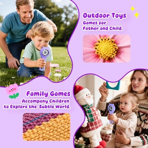 Microscope for Kids - Electronic Handheld Magnifying Glass for Children-STEM Outdoor Science Kit for Summer Travel & Camping Toy,Birthday Gifts Toys for 5-8 9-12 Year Old Girls（Purple） - Thumbnail 3