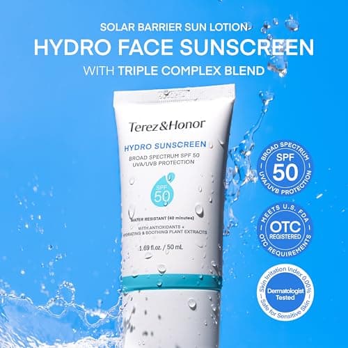 Terez & Honor Sunscreen for Face: Hydrating Face Sunscreen Broad Spectrum SPF 50 with UVA/UVB Protection - Moisturizing, Soothing, Water-Resistant, No-White Cast & Non-Greasy - Korean Sun Care 1.69oz - Thumbnail 2