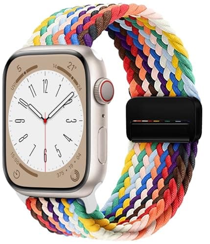 OMECKY Magnetic Braided Loop Band Compatible with Apple Watch Series 11 10 46mm 9 8 7 6 5 4 42mm 44mm 45mm 49mm for Women Men, Stretchy Nylon Elastic Sport Strap for iWatch SE/Ultra 1/2/3 - Image 1
