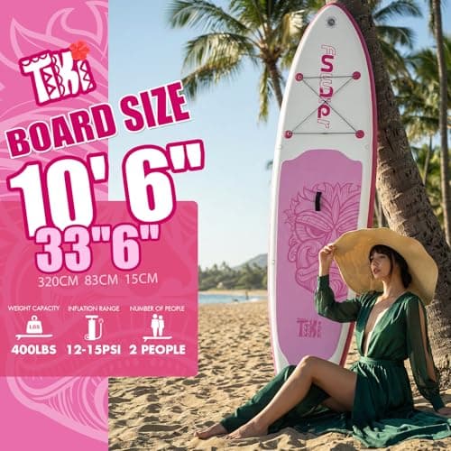 FunWater SUP Inflatable Stand Up Paddle Board 10'6×33"×6" Ultra-Light Inflatable Paddleboard with ISUP Accessories,Fins,Adjustable Paddle, Pump,Backpack - Thumbnail 2