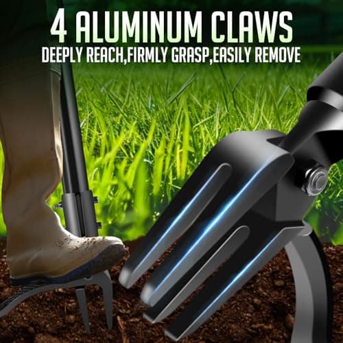 BabyNora Weed-Puller-Tool-with-Long-Handle, 63" Adjustable Stand Up Weeding Tool with Heavy-Duty 4-Claw Weeder for Effortless Weeding Without Bending, Pulling, or Kneeling - Thumbnail 3