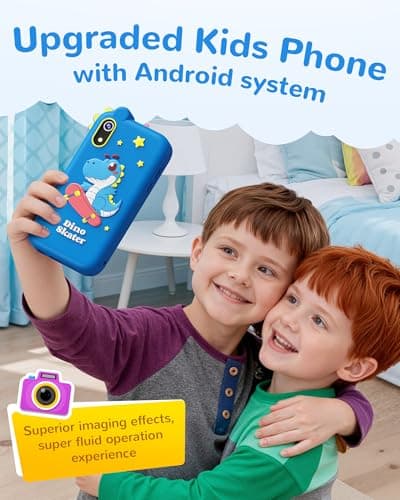 KOKODI 4 Inch Kids Smart Phone, Touchscreen HD Dual Camera Cell Phone for Children, Birthday Gifts Dinosaur Learning Toys for Boys 3-10, First Preschool EducationToy with 200+ Games，Powered by Android - Thumbnail 3