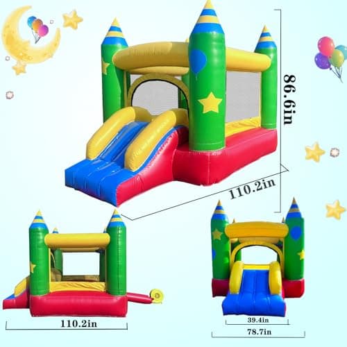 Bouncevala RooYay Inflatable Bounce House with Slide,UL Blower Included,for 3 Kids Ages 5-12,PVC Material 8.4ft×6ft×6.6ft,Sets Up in Seconds,for Outdoor Backyard or Indoor - Thumbnail 2
