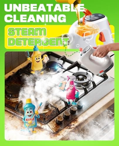 POPCHOSE Steam Cleaner with Detergent Dispenser, 15s Heat-Up Handheld Steam Cleaner for Home, 500ml Removable Water Tank, Lightweight Portable Steamer for Cleaning Grout, Windows, Kitchen, Easy Refill - Thumbnail 2
