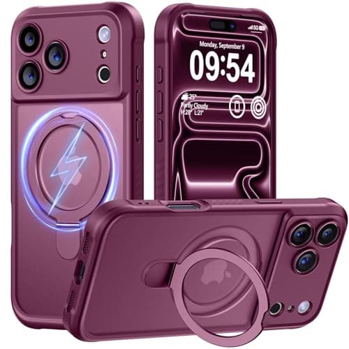 MOCCA Design for iPhone 17 Pro Max Case, Compatible with Magsafe [Premium Invisible Magnetic Ring Stand] [Military Drop Protection] Full Camera Guard Translucent Matte Slim Phone Cover 6.9",Wine Red