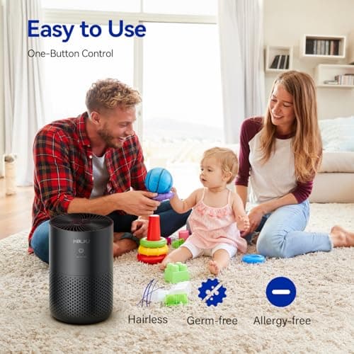 Air Purifiers for Home Bedroom,KQLKJ H13 True HEPA Air Purifier with Fragrance Sponge for Better Sleep, Pollen, Smoke, Dusts, Pets Dander, Odor, Small Air purifier for Office,Dorm Room(Black) - Thumbnail 5