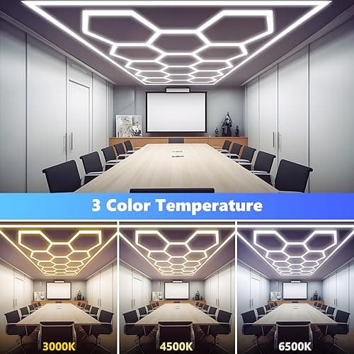 ALLYES Hexagon Garage Lights, Hexagon Ceiling Lights Super Bright Lighting,with Smart Switch,Car Detailing Ceiling Light for Workshop Warehouse Basement Gym Auto Detailing Auto Detailing - Thumbnail 2