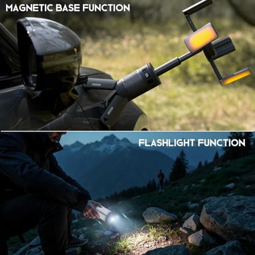 Telescopic Camping Lights, Rechargeable Camping Lights with Stand,12000mAh Collapsible Camping Lanterns, Magnetic Base Portable Flashlights IPX5 Waterproof for Camping,Hiking,Emergency Use - Thumbnail 3