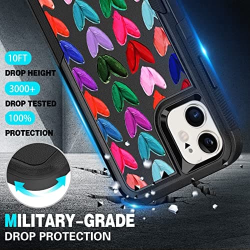 LOQUPE Designed for iPhone 11 Case, Heavy-Duty Tough Rugged Lightweight Slim Shockproof Protective Case for iPhone 11 6.1 Inch,Women Girls,Cute Oil Painting Heart - Thumbnail 3