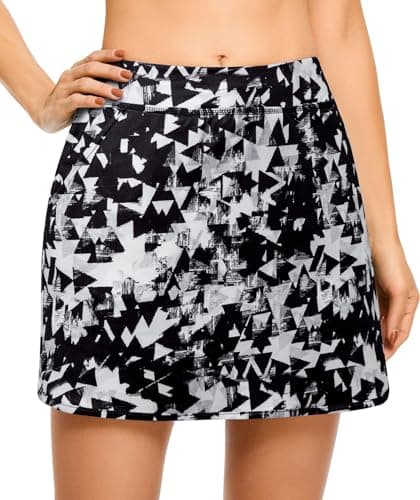 CHICHO High Waisted Skirts for Women?Girl Tennis Skirt Stretch Breathable Golf Skort with Pockets Soft Casual UPF 50+ Summer Skirts Back White Medium - Thumbnail 2
