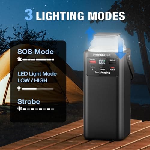 Portable Power Station 99Wh 27000mAh Portable Charger Power Bank with Camping Light 22.5W Fast Charging QC 3.0 PD Built in Cables Outdoor Generator for Hiking Fishing Travel - Thumbnail 3
