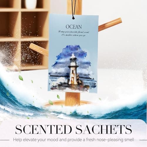 HOMELLAX Ocean Scented Sachet Bags - 12 Pack Drawer & Closet Freshener, Long Lasting Odor Eliminator for Wardrobes, Cars & Storage, Home Fragrance Air Freshener Sachets - Thumbnail 2