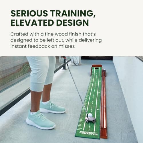 Perfect Practice Compact 8' Putting Mat with Automatic Ball Return – Space-Saving Indoor Putting Green for Apartments, Home & Office – Golf Training Aid with Alignment Guides - Thumbnail 6