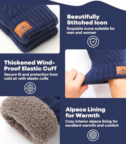 CHENMEI Winter Gloves for Men Women-Warm TouchScreen Cold Weather Gloves,Wool Knit Thermal Adults Gloves for Driving Texting - Thumbnail 4