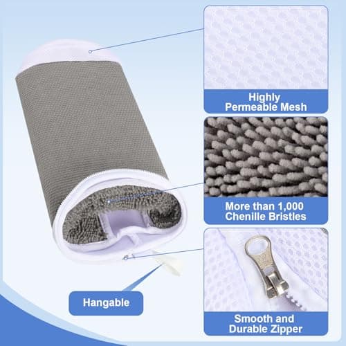 Shoe Washing Machine Bags, 2 PCS Shoe Bag for Washing Machine, 360° Wrap-Around Clean Laundry Bags Reusable Hidden Zipper Cleaning Bag for Tennis Shoes Sneaker Running Shoes, Grey - Thumbnail 4