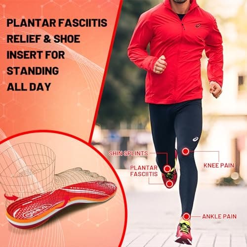 ORHILYA 220lbs+ Plantar Fasciitis Relief Foot Pain Arch Support Insert Orthotics Insole, Women Men Shoe Inserts for Standing All Day, Comfort Work Boot Insole Flat Feet Heel Spur Size 6, 250MM - Thumbnail 2
