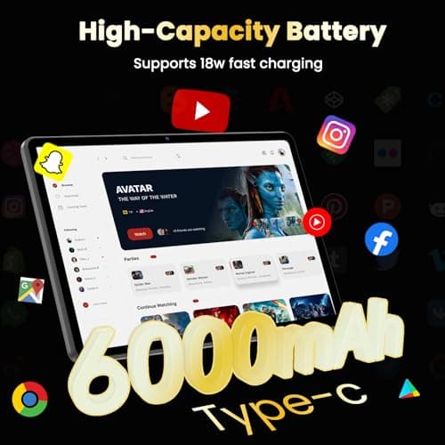 Android 15 Tablet,10 inch Tablets, Octa Core CPU, 12GB+64GB+512GB Expansion, 1280x800 Display Screen, Wi-Fi6, Dual Camera, 6000mAh Battery Tablet PC,Widevine L1 Google Kids Space - Thumbnail 5
