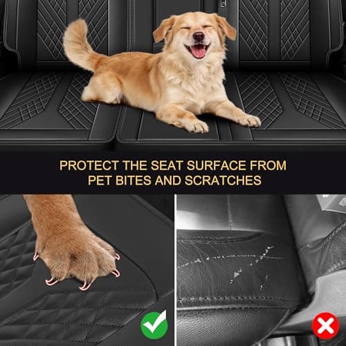 JIAMAOXIN Seat Covers for Ford F150 2009-2025 2026 - F250/F350/F450 2017-2025 2026: 5 Seat Full Set Faux Leather Truck Seat Covers Car Cushion (5 Seats,Black) - Thumbnail 6