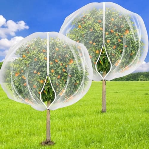 2PCS Large 7.8 x 7.8ft Fruit Tree Netting Cover with Zipper and Drawstring,Garden Insect Netting Plant Cover Transparent Bird Plant Barrier Flower Fruit Mesh Screen for Preventing Deer Squirrel Bugs - Image 1