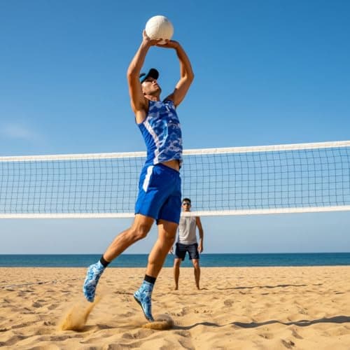 PLUSHSOX Sand Proof Beach Sport Socks with Kevlar Grip for Women Men - Ankle-Length Socks for Volleyball, Soccer, Paddleboarding, All-Day Comfort & Tournament Play, Blue Camouflage, L - Thumbnail 4